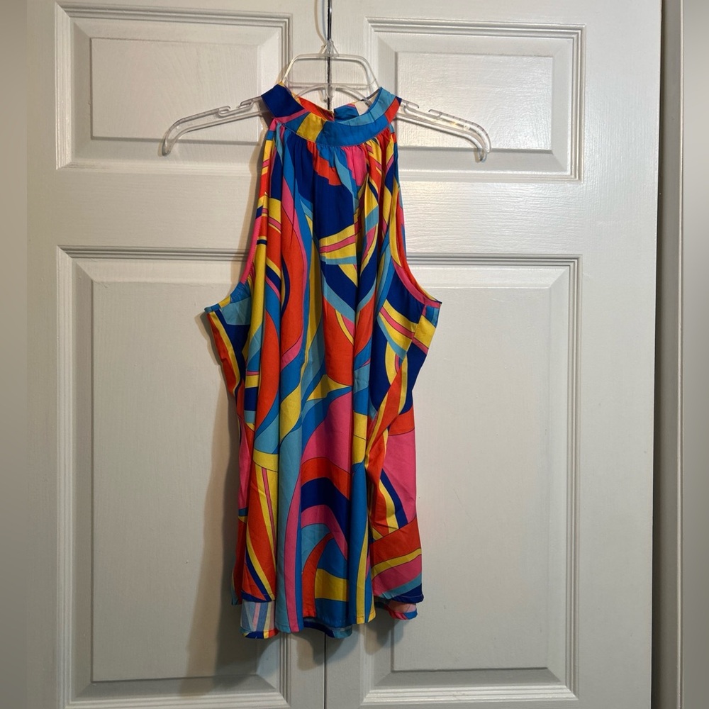 NWT Girl Soul Tunic Blouse Size XL Sleeveless Mock Neck Multicolor Flowy